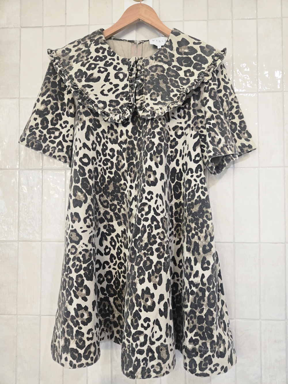MABLE Cream and Black Leopard Print Mini Dress